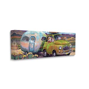 "Dogs Driving Camper Western Desert Adventure" by CR Townsend Unframed Animal Canvas Wall Art Print 17 in. x 40 in.