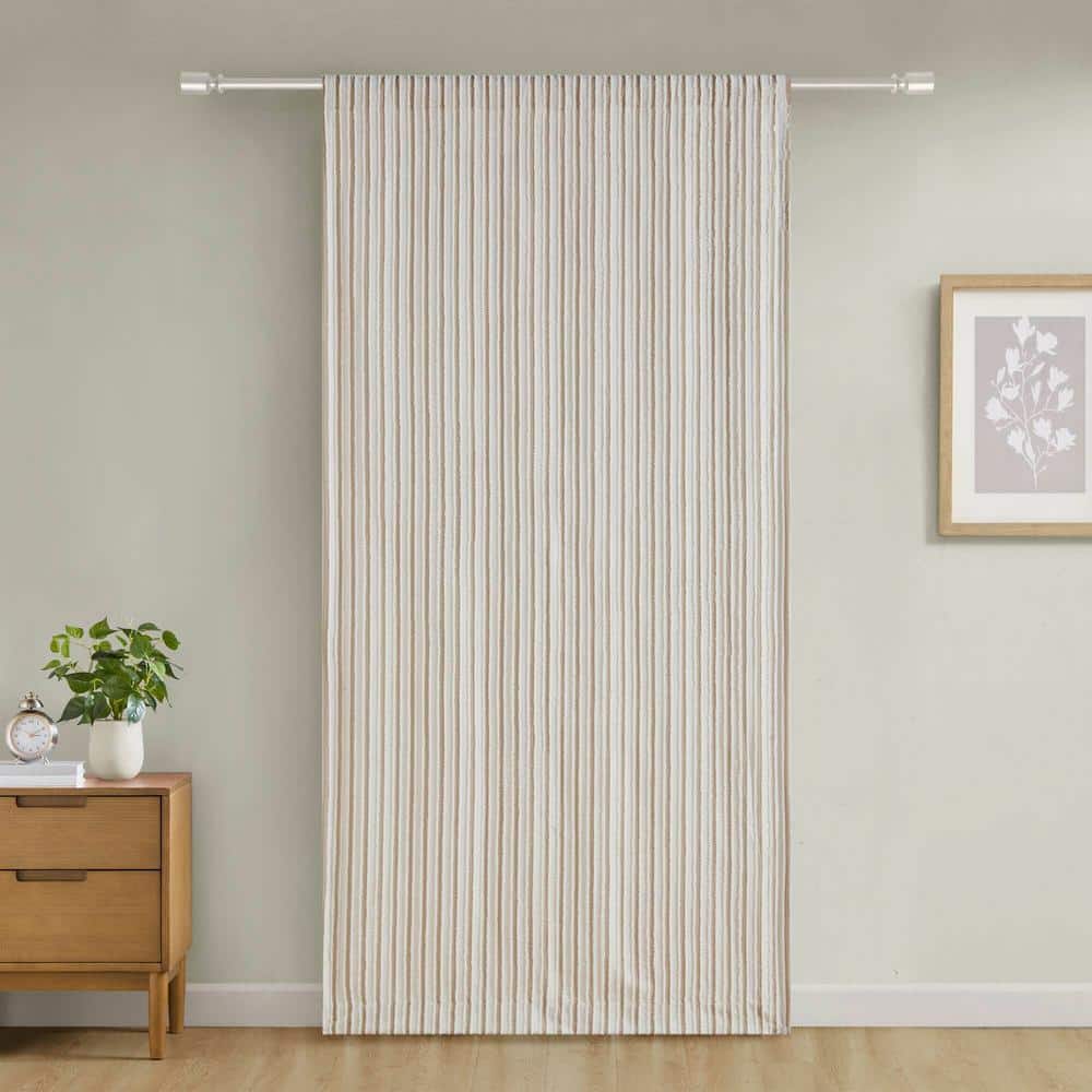 Extended Nude Textured Polyester Light-Filtering Drapes