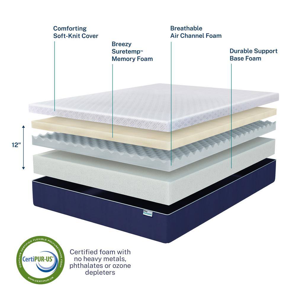 Shiloh 12" Full Memory Foam Mattress with Hypoallergenic Cover