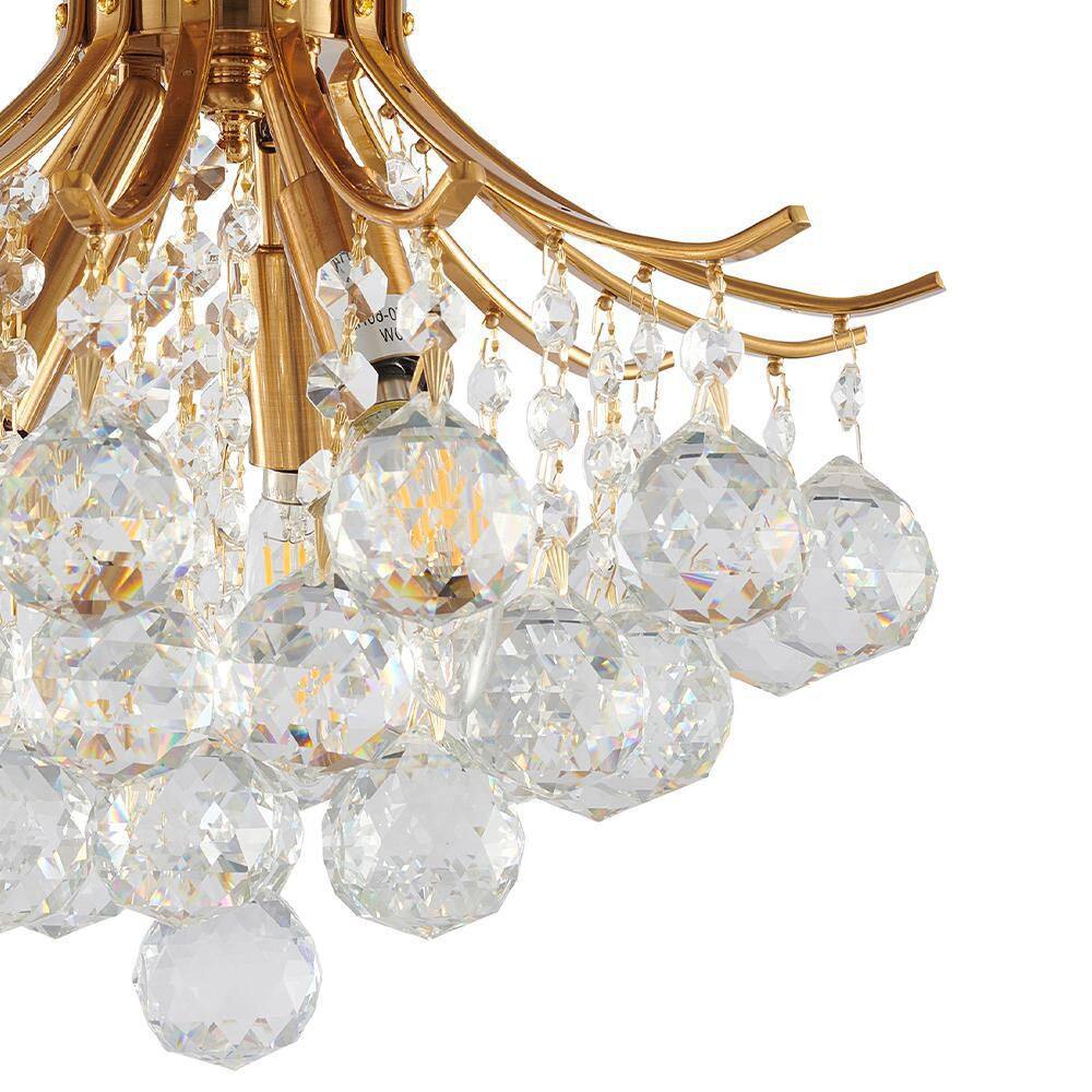 12" Brass and Crystal Semi Flush Mount Light