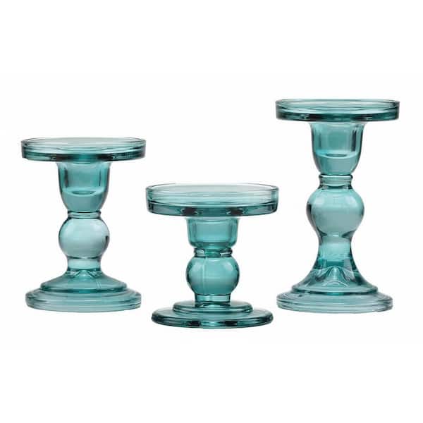 Orange Rose Glass Candle Holders 3-Pack for Pillar, Taper & Tealight