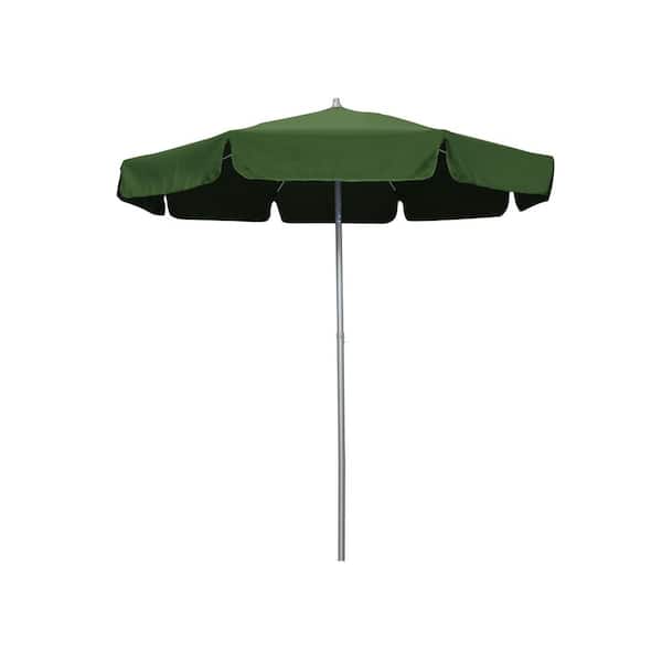 Astella 7.5 ft. Aluminum Market Patio Umbrella Fiberglass Ribs and Push-Button Tilt with Valance in Hunter Green Polyester
