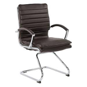 Guest Espresso Faux Leather Chair with Chrome Base