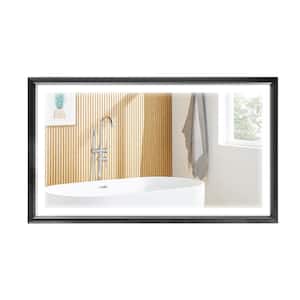60 in. W x 36 in. H Medium Rectangular Metal Framed Wall Bathroom Vanity Mirror in Black, Defogger, Dimmable
