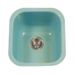 Porcela Series Undermount Porcelain Enamel Steel 16 in. Single Bowl Kitchen Sink in Mint