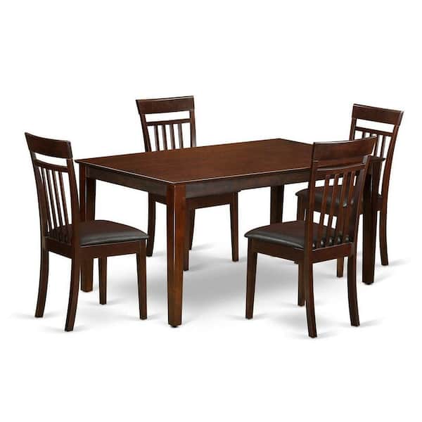 East West Furniture 5-Piece Mahogany Finish Solid Wood Top - Dining Room Set - Seats 4