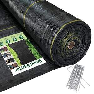 6 ft. x 300 ft. Weed Barrier Landscape Fabric with U-Shaped Securing Pegs, Heavy-Duty Block Gardening Mat Weed Control