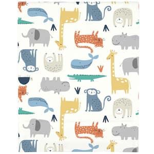 Orange Colorful Modern Safari Animals Super Soft Fitted Polyester Crib Sheet