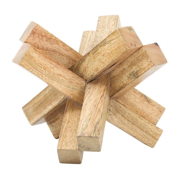 Liv & Skye Light Brown 6 in. x 6 in. Wood Jack Sculpture