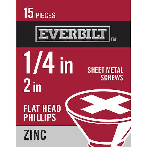 Everbilt #14 x 2 in. Zinc Plated Phillips Flat Head Sheet Metal Screw (15-Pack)