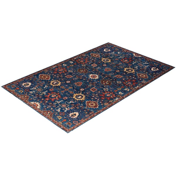 Serapi Blue 6 ft. x 9 ft. Tribal Wool Indoor Area Rug