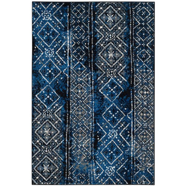 SAFAVIEH Adirondack Blue/Black 4 ft. x 6 ft. Border Area Rug