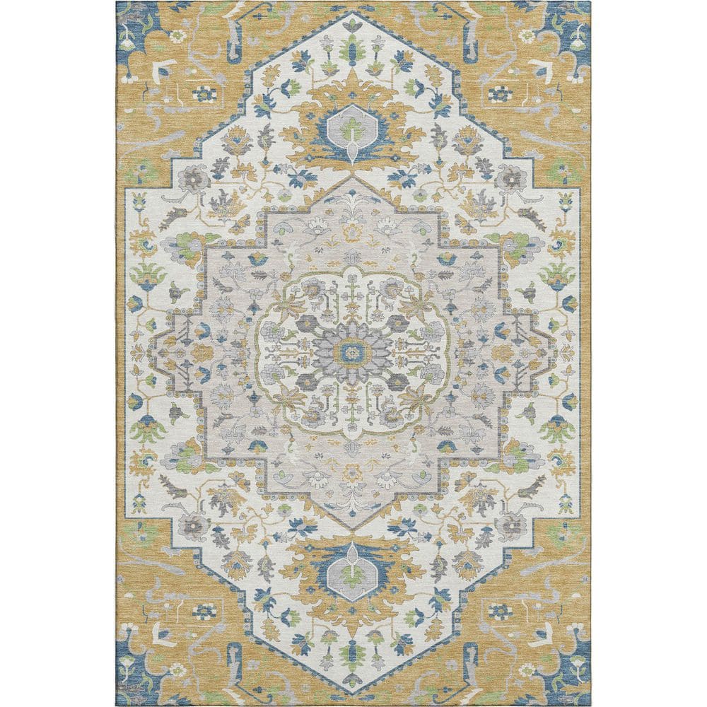 Mayfield Premium Machine Washable Abstract AMF985 Gold 9 ft. x 12 ft. Area Rug price history on PriceWatchPro