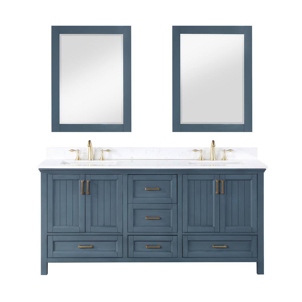 Altair Isla 72 in.W x 22 in.D x 34.5 in. H Double Sink Bath Vanity in Classic Blue with Composite Top in White and Mirrors -  538072-CB-AW