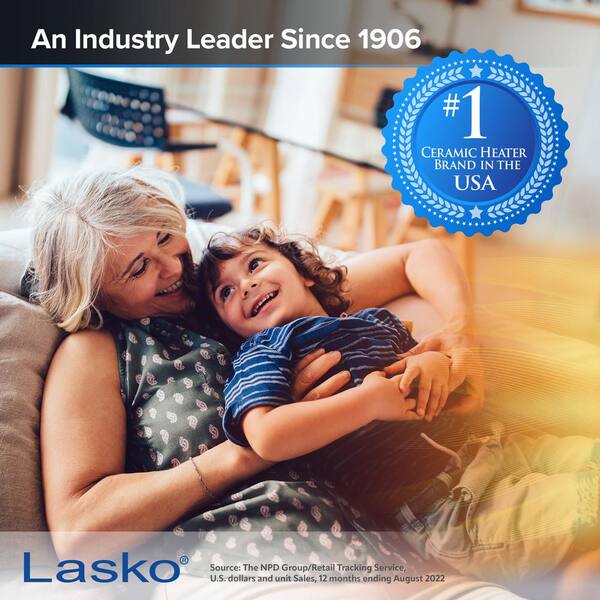 Lasko 1500W 16 in. Gray Electric Tabletop Ceramic Space Heater with  Adjustable Thermostat and 2 Speeds CT16451 - The Home Depot