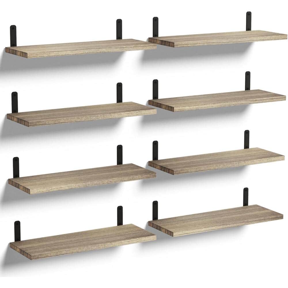 16.5 in. W x 6 in. D Carbonized Black Floating Shelves (Set of 8) Decorativ
