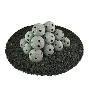 3 in. Pewter Gray Speckled Hollow Ceramic Fire Balls for Indoor and Outdoor Fire Pits or Fireplaces (Set of 20)