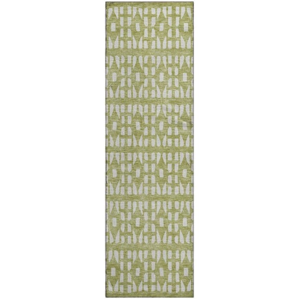 Addison Rugs Mayfield Premium Machine Washable Abstract AMF963 Aloe 2 ft. 3 in. x 7 ft. 6 in. Runner Rug