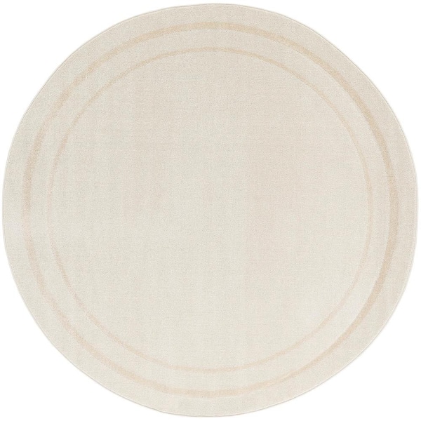 Nourison Essentials Ivory Gold 4 ft. x 4 ft. Solid Contemporary Round Area Rug