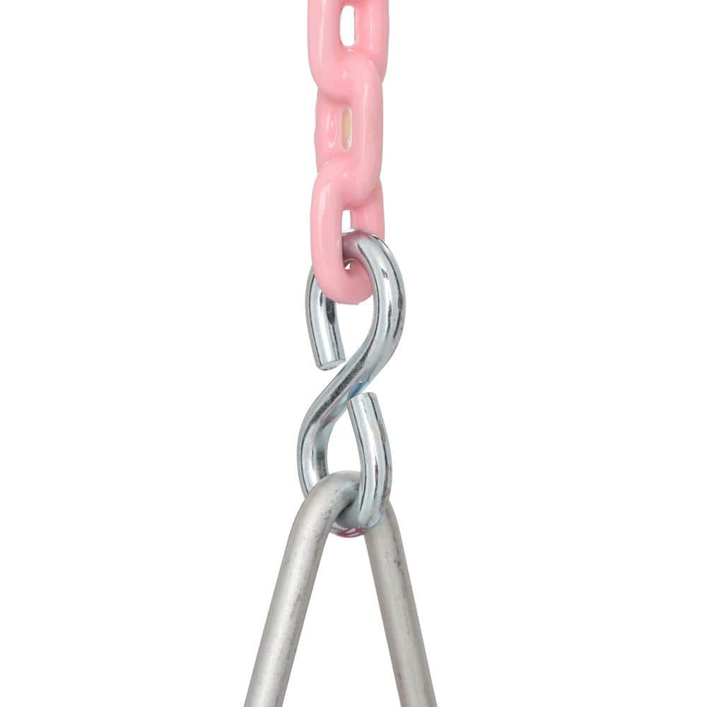 Pink Polymer Full Bucket Toddler Swing with Coated Chains