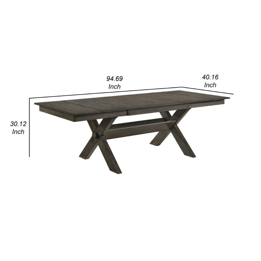 Rustic Brown Extendable Wood Dining Table with Crossed Trestle Base