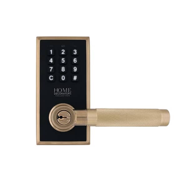 Knurled Brushed Gold Electronic Keypad Door Lever