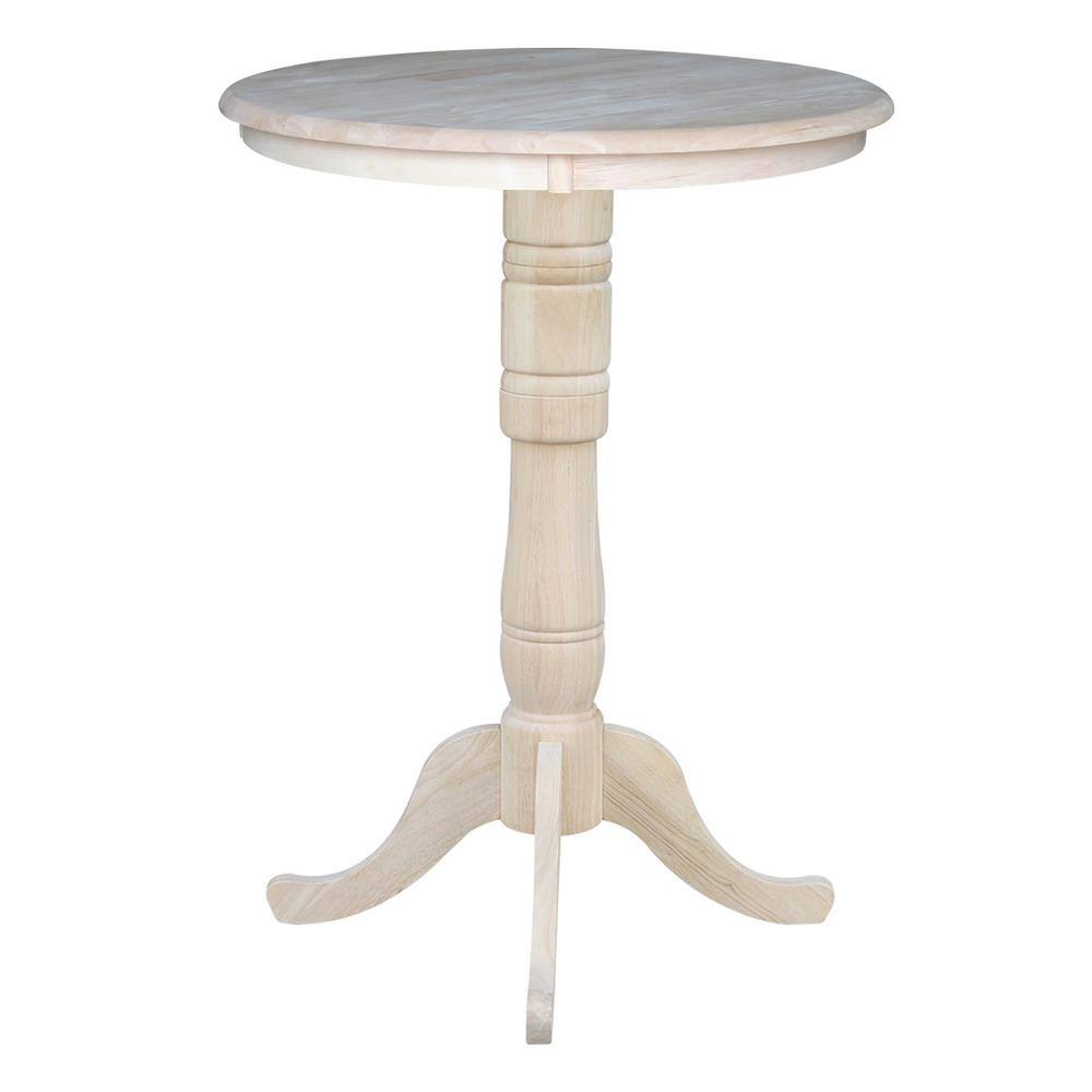 Natural Wood Round Extendable Bar Height Table