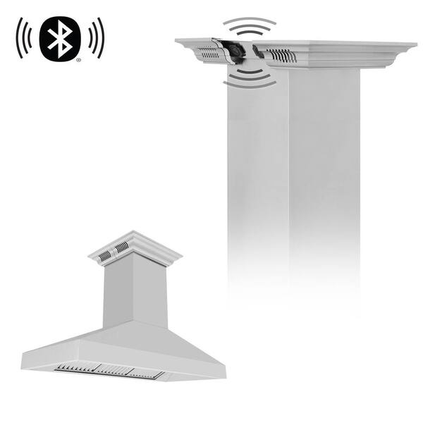 ZLINE Kitchen and Bath ZLINE 48" Professional Island Mount Range Hood in Stainless Steel with Built-In CrownSound Bluetooth Speakers
