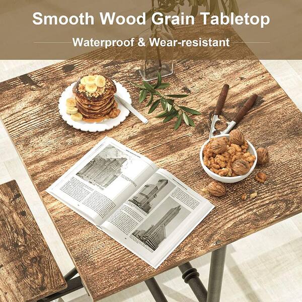 VECELO 3 Piece Bar Table Set, Wood Rectangle Counter Height