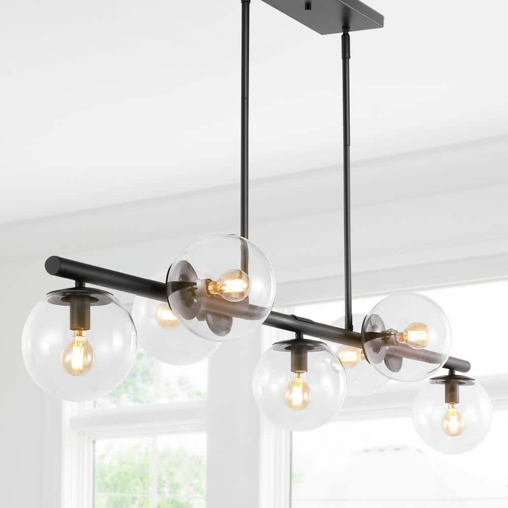 Luca Parisian Black Iron 7-Light Linear LED Pendant