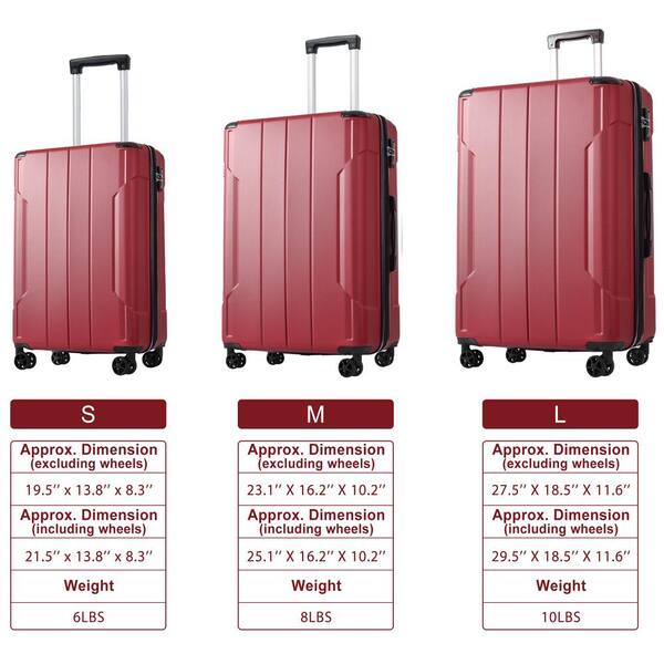 Polibi 3-Piece Red Expandable ABS Hardshell Luggage Set with TSA