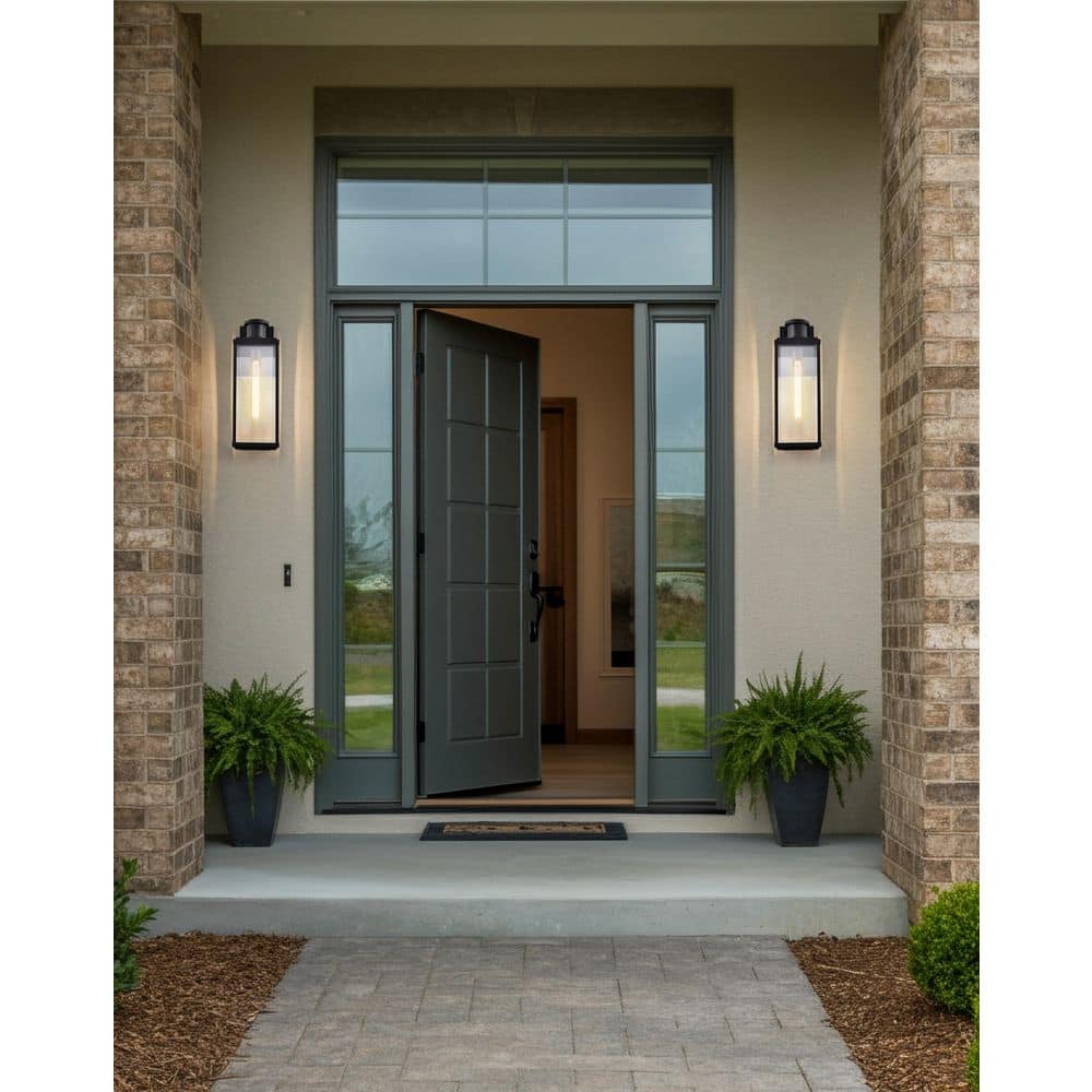 Luca 20 in. Sand Black Outdoor Hardwired Wall Lantern Sconce with No Bulbs Included price history on PriceWatchPro