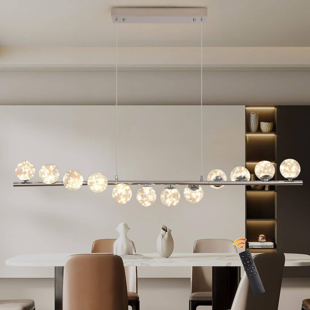 50-Watt 12 Light Chrome Dimmable Integrated LED Pendant Light with Clear Glass Shade for Dining Room and Kitchen Island price history on PriceWatchPro