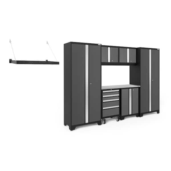 NewAge Products Bold Series 108 in. W x 76.75 in. H x 18 in. D 24-Gauge Steel Garage Cabinet Set in Gray (7-Piece)