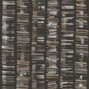 Bazaar Collection Black/Silver/Tan Aztec Stripe Motif Design Non-Woven Non-Pasted Wallpaper Roll (Covers 57 sq.ft.)