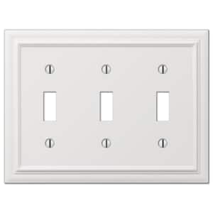 Continental 3 Gang Toggle Metal Wall Plate - White