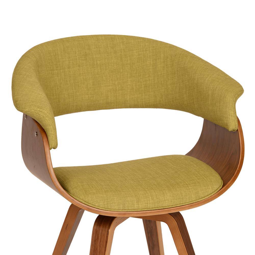 Green Upholstered Walnut Wood Mid-Century Modern Side Chair