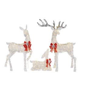 Set Of 3 LED Deer Family Holiday Yard Decoration