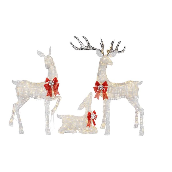 Home Accents Holiday Set Of 3 Warm White LED Deer Family Holiday ...