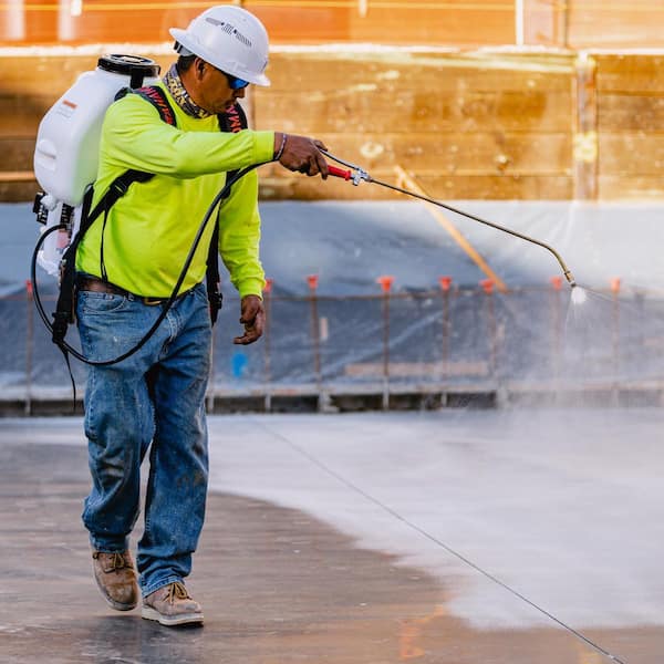 6.5 Gal. Backpack Concrete Sprayer with 1.8 HP Engine, Wand Attachment and 0.5 GPM Fan Nozzle for Concrete Finishing