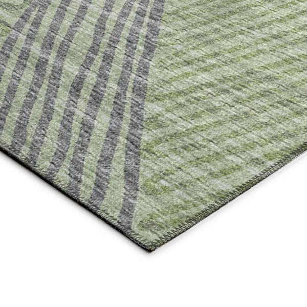 Yuma Green 2 ft. 3 in. x 7 ft. 6 in. Geometric Indoor/Outdoor Washable Area Rug