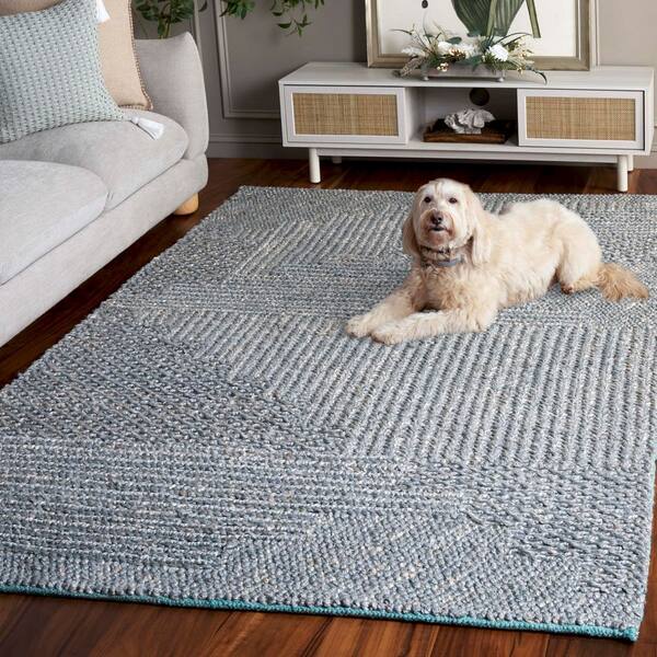 SAFAVIEH Natural Fiber 4 ft. x 6 ft. Gray/Blue Distressed