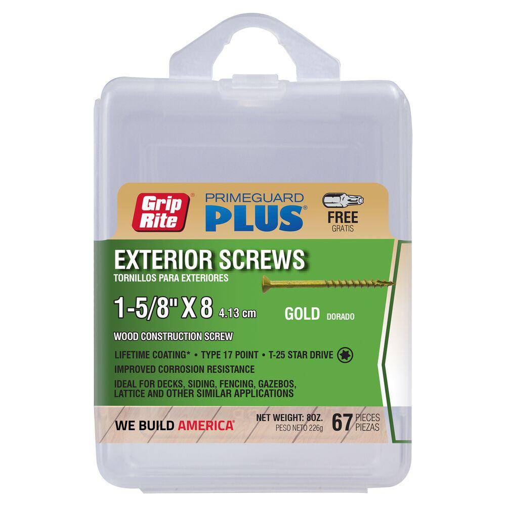 Reviews For Grip Rite 8 X 1 5 8 In Star Drive Flat Head Gold All 