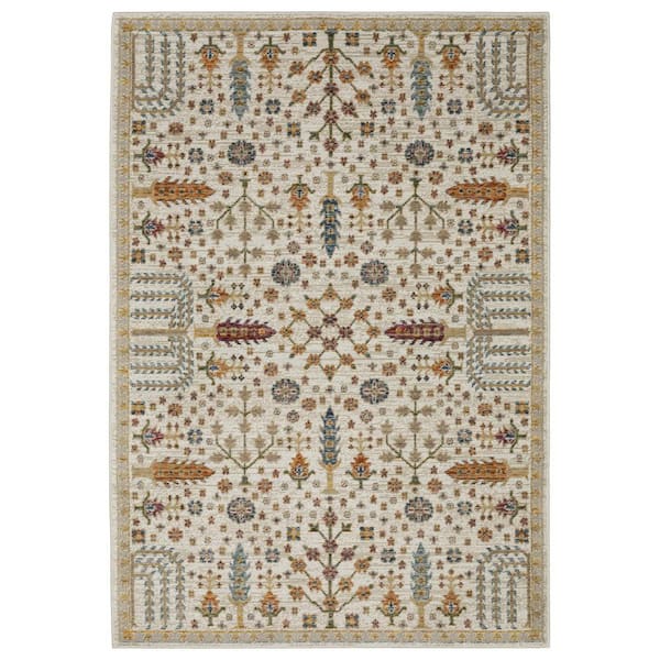 8 ft. x 11 ft. Ivory, Gold Oriental Washable Area Rug