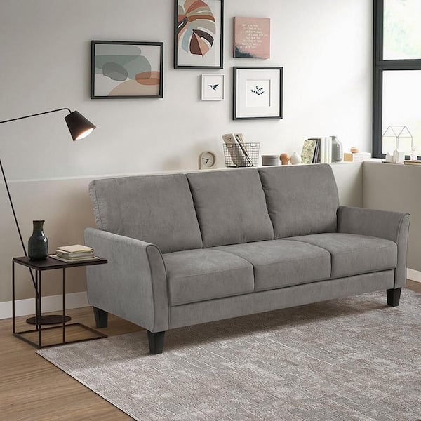 Lazzara Tesoro 78.5 in. W Flared Arm Textured Fabric Rectangle