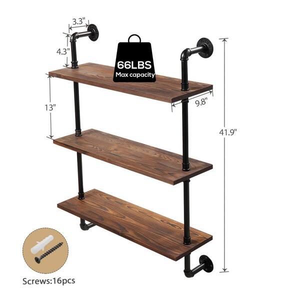 AiuHome store Furniture 3-tier Pipe Wall Shelf pine wood 31.5 in *NEW IN BOX NIB*