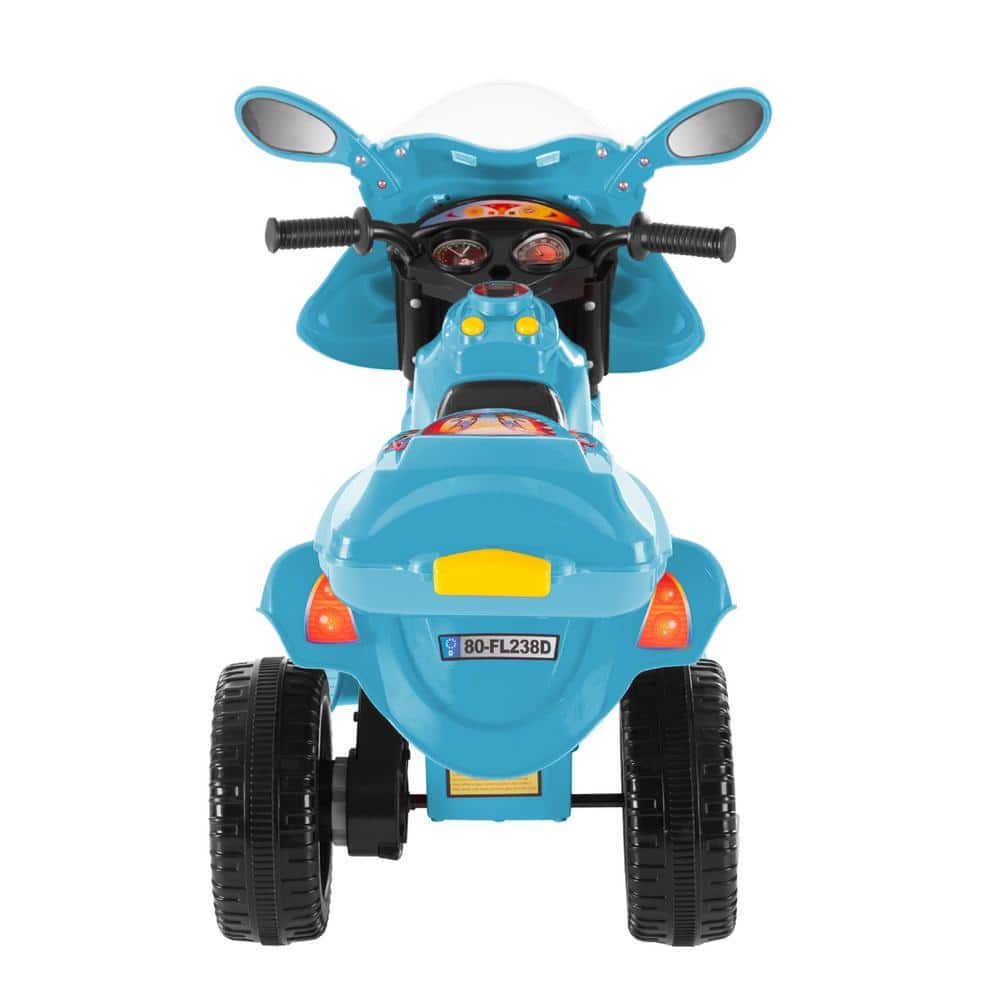 Toy Time Kids Motorcycle - 3-Wheel Electric Ride-On Car with Reverse, Sounds, Headlights - Blue