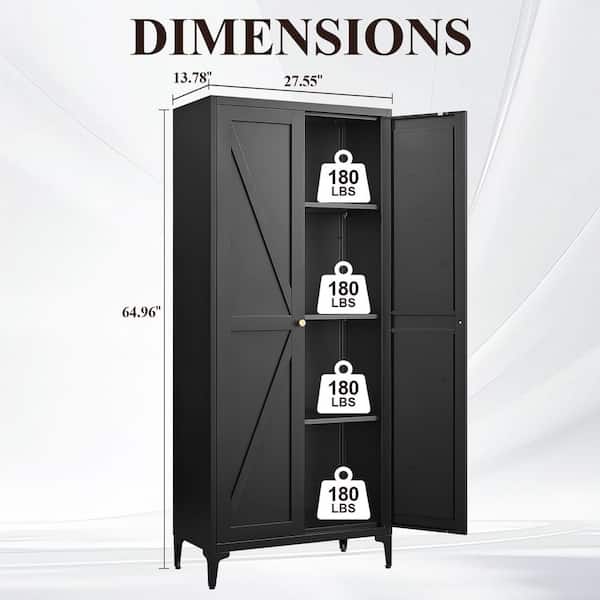 64.9 in. W x 27.6 in. D x 13.8 in. H Black Metal Outdoor Storage