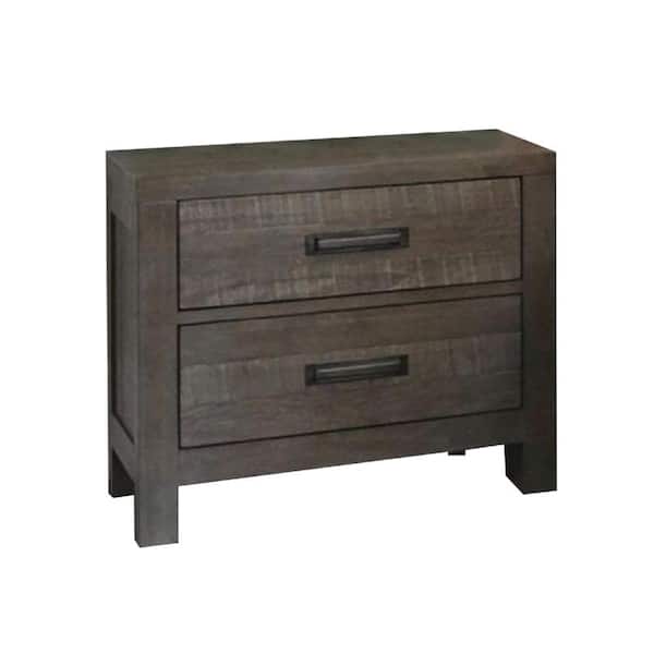 Benjara 29 in. Gray 2-Drawer Wooden Nightstand