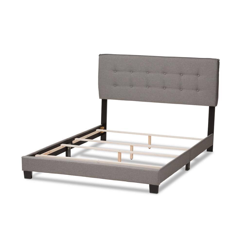 Audrey Light Grey Upholstered Queen Bed with Tufted Headboard